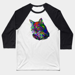 Pop Art Abstract Cat Baseball T-Shirt